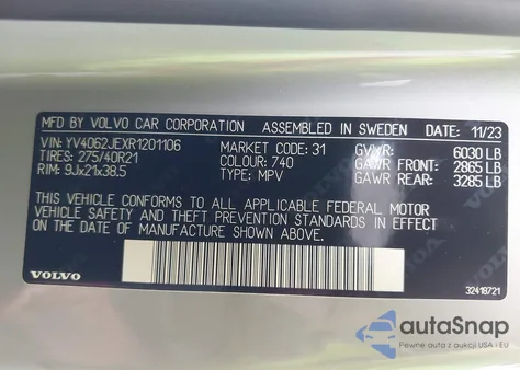 2024 Volvo Xc90 B6 Plus Bright Theme 6-Seater from USA, damaged, VIN YV4062JEXR1201106